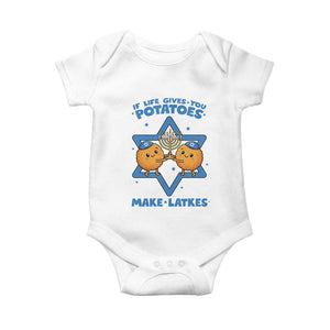 Funny Hanukkah Gift Baby Onesie If Life Gives You Potatoes Make Latkes TS12 White Print Your Wear