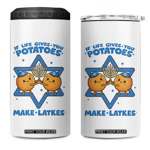Funny Hanukkah Gift 4 in 1 Can Cooler Tumbler If Life Gives You Potatoes Make Latkes TS12 One Size: 16 oz White Print Your Wear