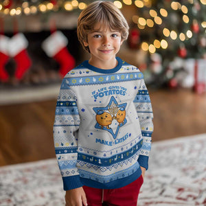 Funny Chanukkah Gift Hanukkah Ugly Sweater If Life Gives You Potatoes Make Latkes TS12 Gray Blue Print Your Wear