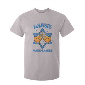 Funny Hanukkah Gift T Shirt For Kid If Life Gives You Potatoes Make Latkes TS12 Ice Gray Print Your Wear