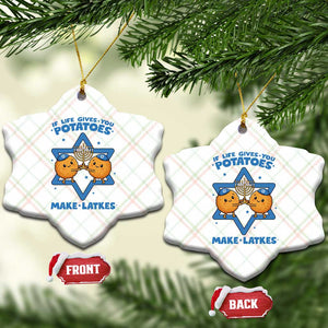 Funny Hanukkah Gift Ceramic Ornament If Life Gives You Potatoes Make Latkes TS12 Print Your Wear