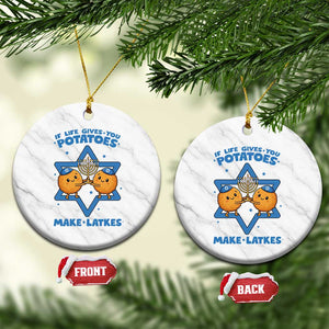 Funny Hanukkah Gift Ceramic Ornament If Life Gives You Potatoes Make Latkes TS12 1pc White Marble Print Your Wear