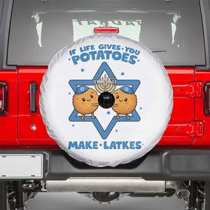 Funny Hanukkah Gift Spare Tire Cover If Life Gives You Potatoes Make Latkes TS12 White Print Your Wear
