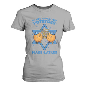 Funny Hanukkah Gift T Shirt For Women If Life Gives You Potatoes Make Latkes TS12 Sport Gray Print Your Wear
