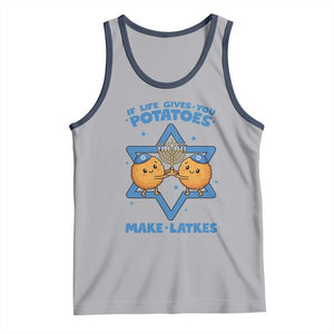 Funny Hanukkah Gift Tank Top If Life Gives You Potatoes Make Latkes TS12 Athletic Heather Navy Print Your Wear