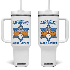 Funny Hanukkah Gift Tumbler With Handle If Life Gives You Potatoes Make Latkes TS12 One Size: 40 oz White Print Your Wear