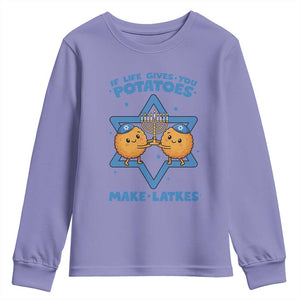 Funny Hanukkah Gift Youth Sweatshirt If Life Gives You Potatoes Make Latkes TS12 Violet Print Your Wear