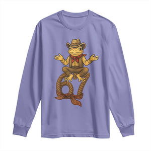 Funny Frog Cowboy Six Seven Meme Long Sleeve Shirt 67 Doot Doot Western Animal Trend Gift TS12 Violet Print Your Wear