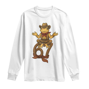 Funny Frog Cowboy Six Seven Meme Long Sleeve Shirt 67 Doot Doot Western Animal Trend Gift TS12 White Print Your Wear