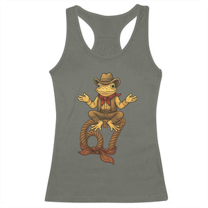 Funny Frog Cowboy Six Seven Meme Racerback Tank Top 67 Doot Doot Western Animal Trend Gift TS12 Military Green Print Your Wear