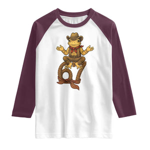 Funny Frog Cowboy Six Seven Meme Raglan Shirt 67 Doot Doot Western Animal Trend Gift TS12 White Maroon Print Your Wear