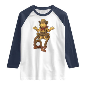 Funny Frog Cowboy Six Seven Meme Raglan Shirt 67 Doot Doot Western Animal Trend Gift TS12 White Navy Print Your Wear
