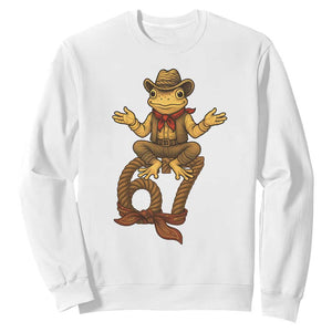 Funny Frog Cowboy Six Seven Meme Sweatshirt 67 Doot Doot Western Animal Trend Gift TS12 White Print Your Wear