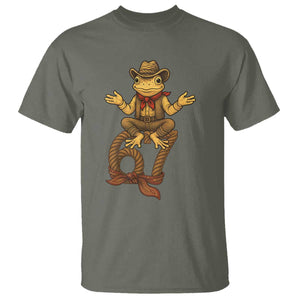 Funny Frog Cowboy Six Seven Meme T Shirt 67 Doot Doot Western Animal Trend Gift TS12 Military Green Print Your Wear