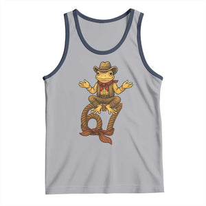 Funny Frog Cowboy Six Seven Meme Tank Top 67 Doot Doot Western Animal Trend Gift TS12 Athletic Heather Navy Print Your Wear