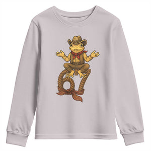 Funny Frog Cowboy Six Seven Meme Youth Sweatshirt 67 Doot Doot Western Animal Trend Gift TS12 Ice Gray Print Your Wear