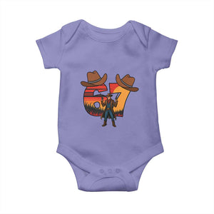 Six Seven Meme Cowboy Baby Onesie Funny Western 67 Trend Gift TS12 Violet Print Your Wear