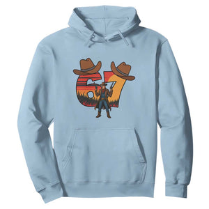 Six Seven Meme Cowboy Hoodie Funny Western 67 Trend Gift TS12 Light Blue Print Your Wear