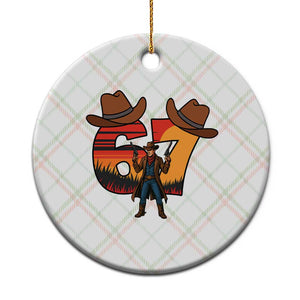 Six Seven Meme Cowboy Ceramic Ornament Funny Western 67 Trend Gift TS12 1pc Christmas Plaid Print Your Wear