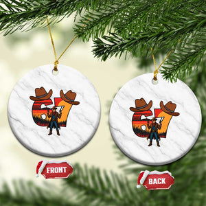 Six Seven Meme Cowboy Ceramic Ornament Funny Western 67 Trend Gift TS12 1pc White Marble Print Your Wear
