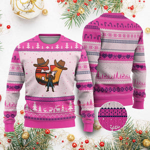 Six Seven Meme Cowboy Ugly Christmas Sweater Funny Western 67 Trend Gift TS12 Hot Pink Print Your Wear