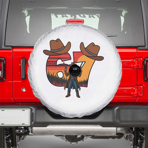 Six Seven Meme Cowboy Spare Tire Cover Funny Western 67 Trend Gift TS12 White Print Your Wear