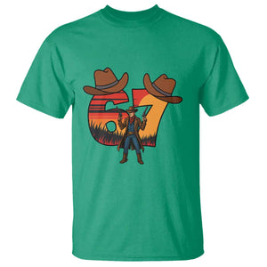 Six Seven Meme Cowboy T Shirt Funny Western 67 Trend Gift TS12 Irish Green Print Your Wear