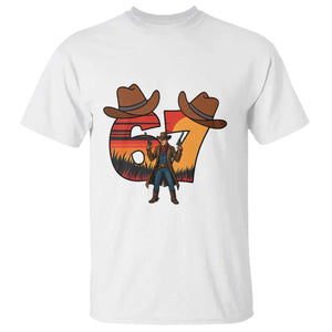Six Seven Meme Cowboy T Shirt Funny Western 67 Trend Gift TS12 White Print Your Wear