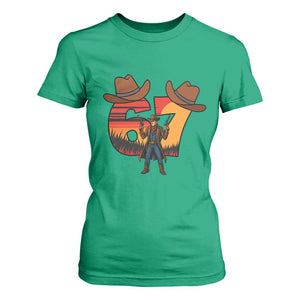 Six Seven Meme Cowboy T Shirt For Women Funny Western 67 Trend Gift TS12 Irish Green Print Your Wear