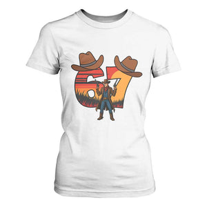 Six Seven Meme Cowboy T Shirt For Women Funny Western 67 Trend Gift TS12 White Print Your Wear