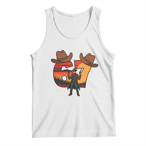 Six Seven Meme Cowboy Tank Top Funny Western 67 Trend Gift TS12 White Print Your Wear