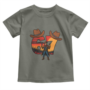 Six Seven Meme Cowboy Toddler T Shirt Funny Western 67 Trend Gift TS12 Military Green Print Your Wear