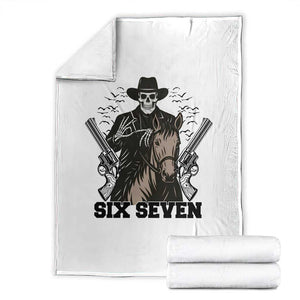 Six Seven Meme Skeleton Cowboy Throw Blanket Funny Western Gift TS12 White Print Your Wear