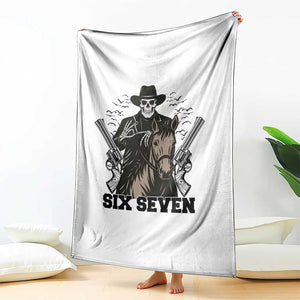 Six Seven Meme Skeleton Cowboy Throw Blanket Funny Western Gift TS12 Print Your Wear