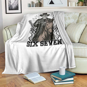 Six Seven Meme Skeleton Cowboy Throw Blanket Funny Western Gift TS12 Print Your Wear