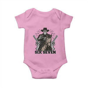 Six Seven Meme Skeleton Cowboy Baby Onesie Funny Western Gift TS12 Light Pink Print Your Wear