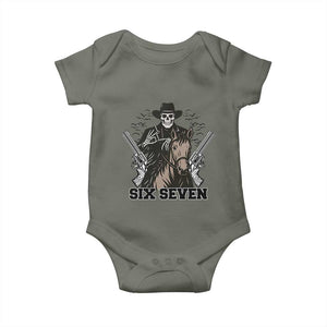 Six Seven Meme Skeleton Cowboy Baby Onesie Funny Western Gift TS12 Military Green Print Your Wear