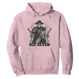 Six Seven Meme Skeleton Cowboy Hoodie Funny Western Gift TS12 Light Pink Print Your Wear