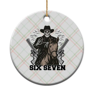 Six Seven Meme Skeleton Cowboy Ceramic Ornament Funny Western Gift TS12 1pc Christmas Plaid Print Your Wear