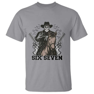 Six Seven Meme Skeleton Cowboy T Shirt Funny Western Gift TS12 Sport Gray Print Your Wear