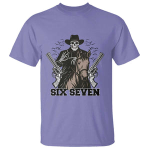 Six Seven Meme Skeleton Cowboy T Shirt Funny Western Gift TS12 Violet Print Your Wear