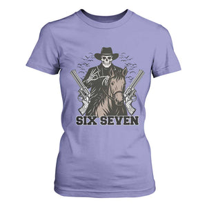 Six Seven Meme Skeleton Cowboy T Shirt For Women Funny Western Gift TS12 Violet Print Your Wear