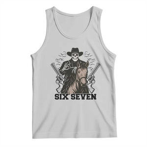 Six Seven Meme Skeleton Cowboy Tank Top Funny Western Gift TS12 Ash Print Your Wear