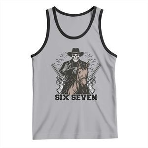 Six Seven Meme Skeleton Cowboy Tank Top Funny Western Gift TS12 Athletic Heather Black Print Your Wear