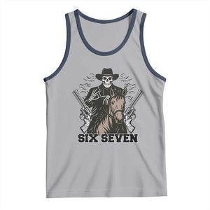 Six Seven Meme Skeleton Cowboy Tank Top Funny Western Gift TS12 Athletic Heather Navy Print Your Wear