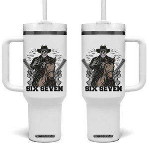 Six Seven Meme Skeleton Cowboy Tumbler With Handle Funny Western Gift TS12 One Size: 40 oz White Print Your Wear