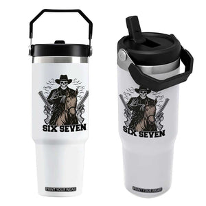 Six Seven Meme Skeleton Cowboy Flip Straw Tumbler Funny Western Gift TS12 One Size: 30 oz White Print Your Wear