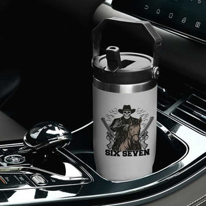 Six Seven Meme Skeleton Cowboy Flip Straw Tumbler Funny Western Gift TS12 Print Your Wear