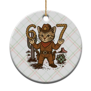 Funny Cowcat Six Seven Meme Ceramic Ornament Gen Alpha 67 Trend Gift TS12 1pc Christmas Plaid Print Your Wear