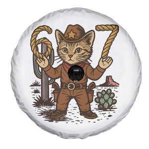 Funny Cowcat Six Seven Meme Spare Tire Cover Gen Alpha 67 Trend Gift TS12 Print Your Wear